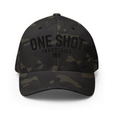 One Shot Industries Logo - Black on Camo Flexfit