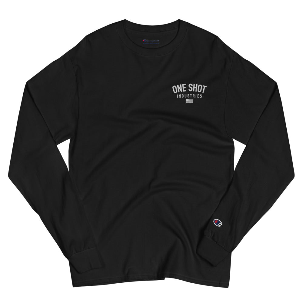 Men's Champion Long Sleeve Shirt - One Shot Industries Logo