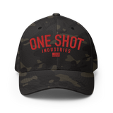 One Shot Industries Logo - Red on Blue Flexfit