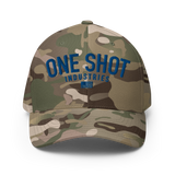 One Shot Industries Logo - Blue on Red Flexfit