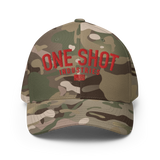 One Shot Industries Logo - Red on Blue Flexfit