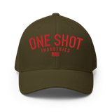 One Shot Industries Logo - Red on Blue Flexfit