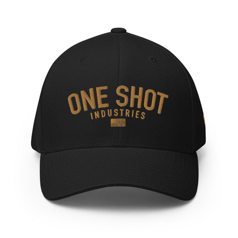 One Shot Industries Logo  - Gold on Black Flexfit