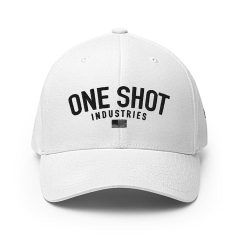 One Shot Industries Logo - Black on White Flexfit